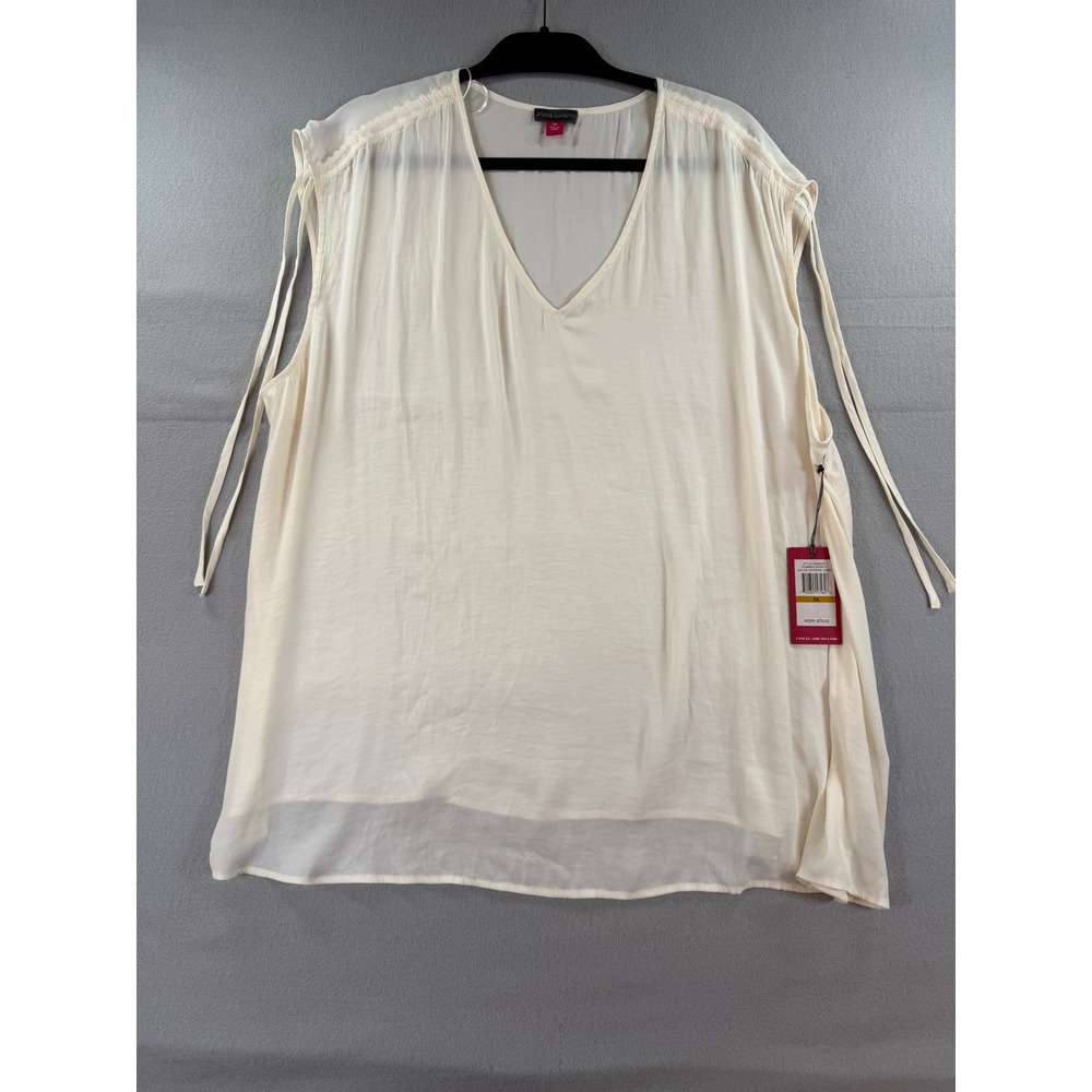 Vince Camuto Summer Oasis Pearl Ivory V-Neck Sleeveless Blouse 3X 9239057E